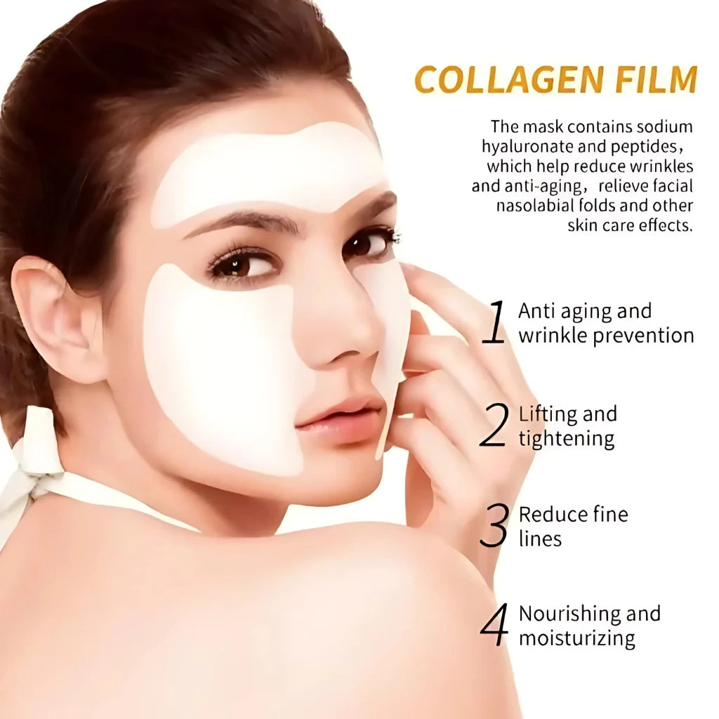 Collagen Facial Mask, Dissolving Collagen Film ( Forehead + Eyes + Cheeks + Chin )
