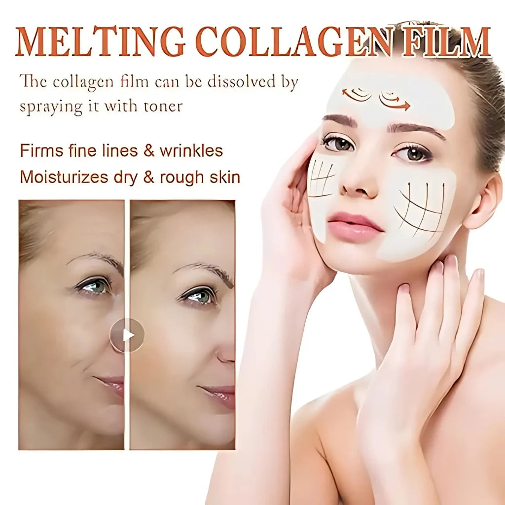 Collagen Facial Mask, Dissolving Collagen Film ( Forehead + Eyes + Cheeks + Chin )